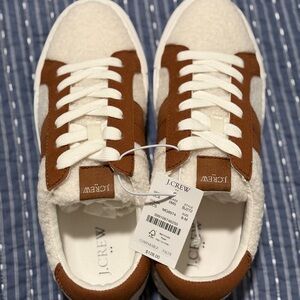 J. Crew Women's Brown and (Fuzzy) White Sneakers